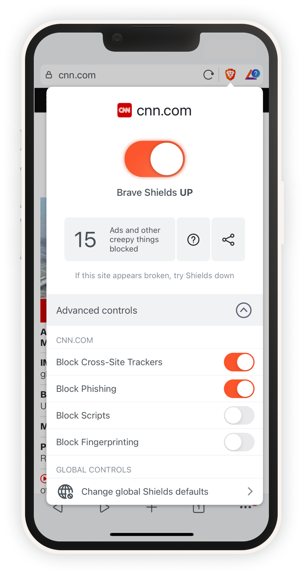 Brave Mobile Shields screenshot