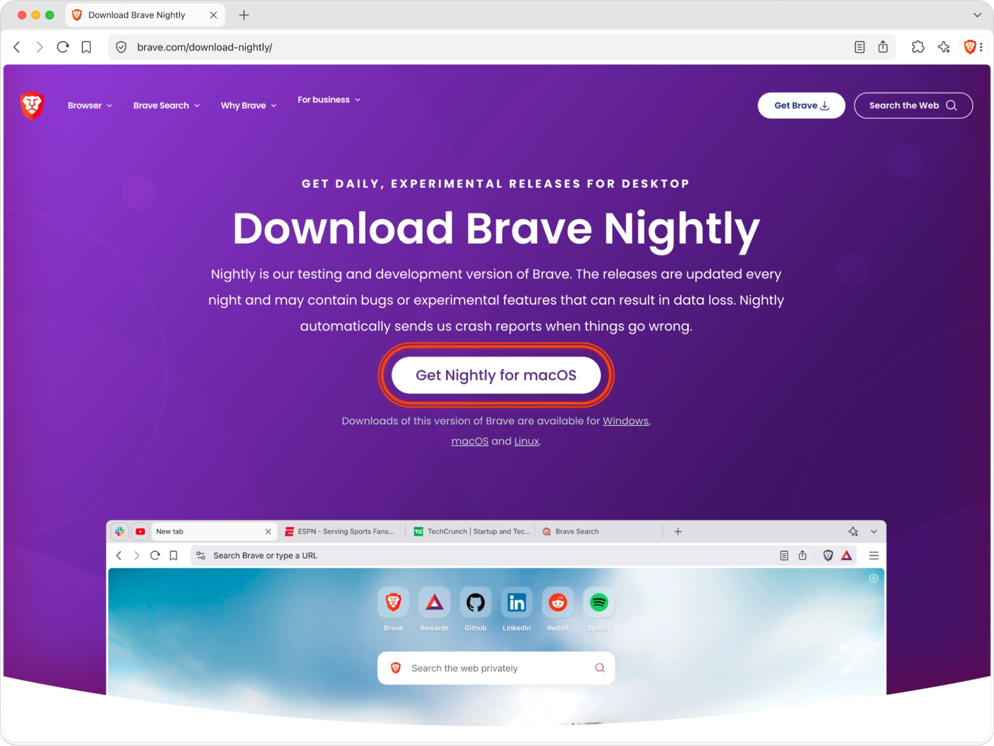 Nightlyのダウンロード