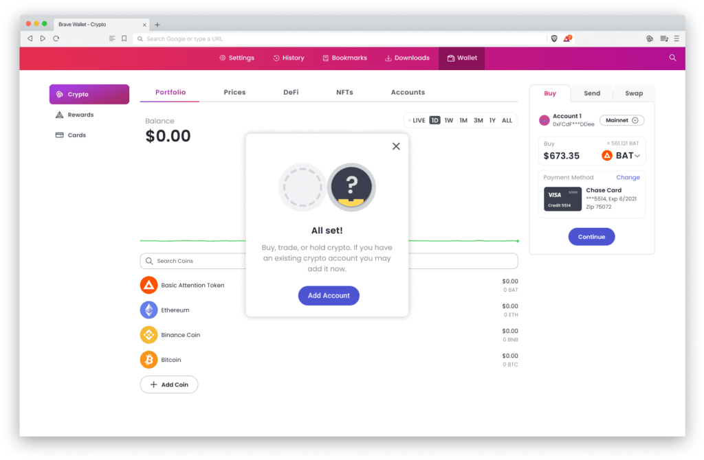 Fig 1: Brave Wallet (Desktop)