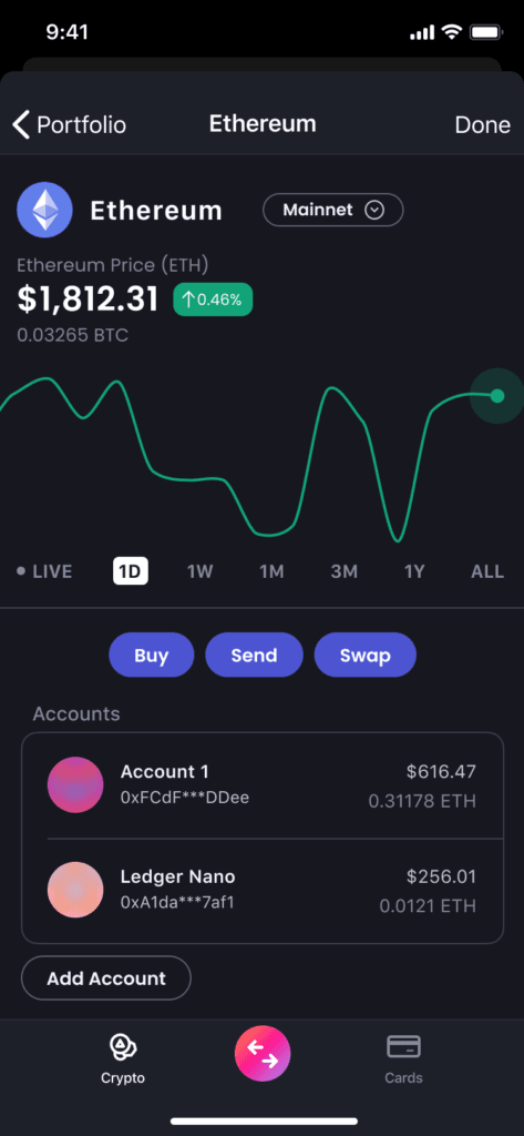 Fig 3: Brave Wallets Asset Page (Mobile)