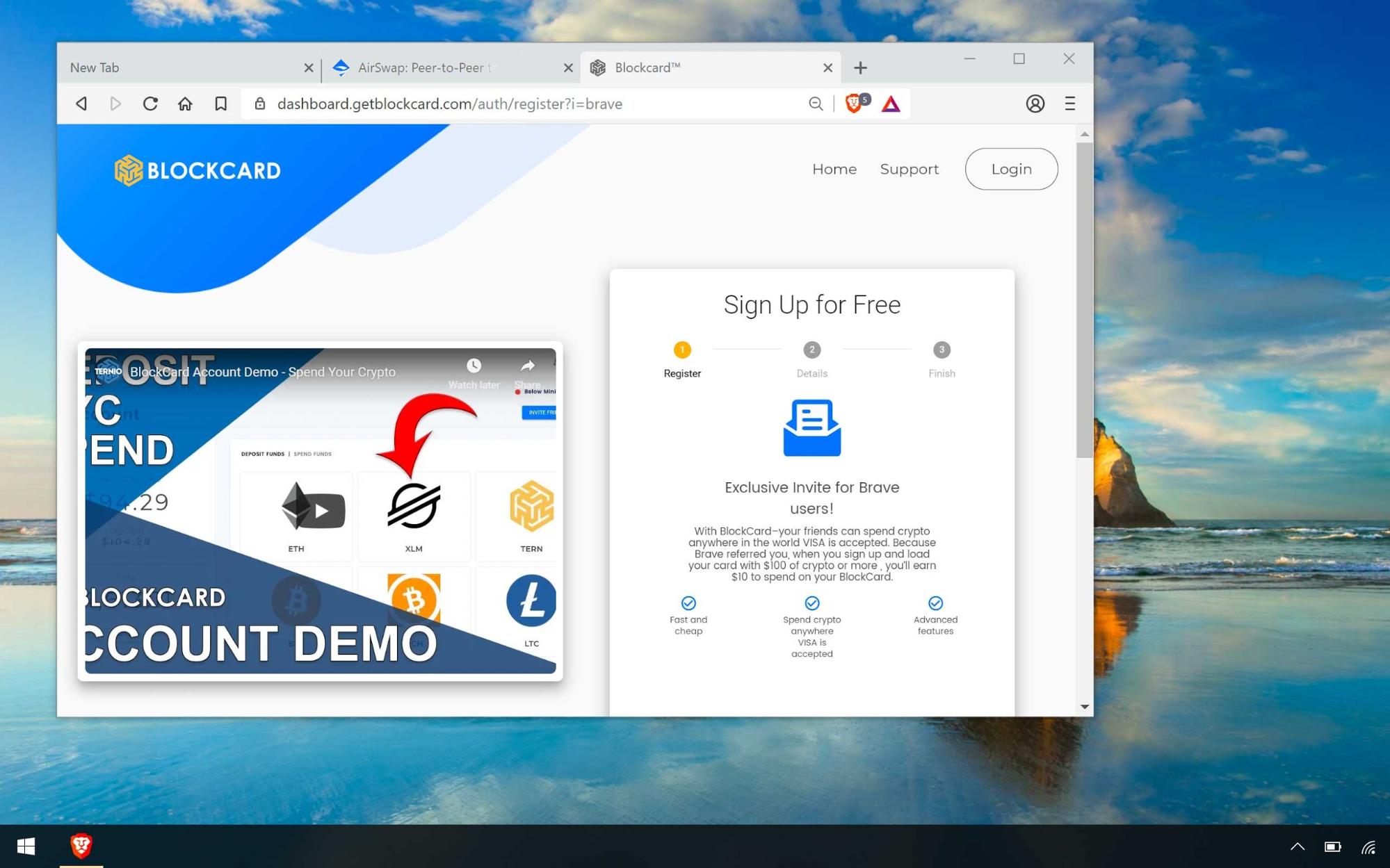 Brave Ad in new ad tab for Ternio BlockCard