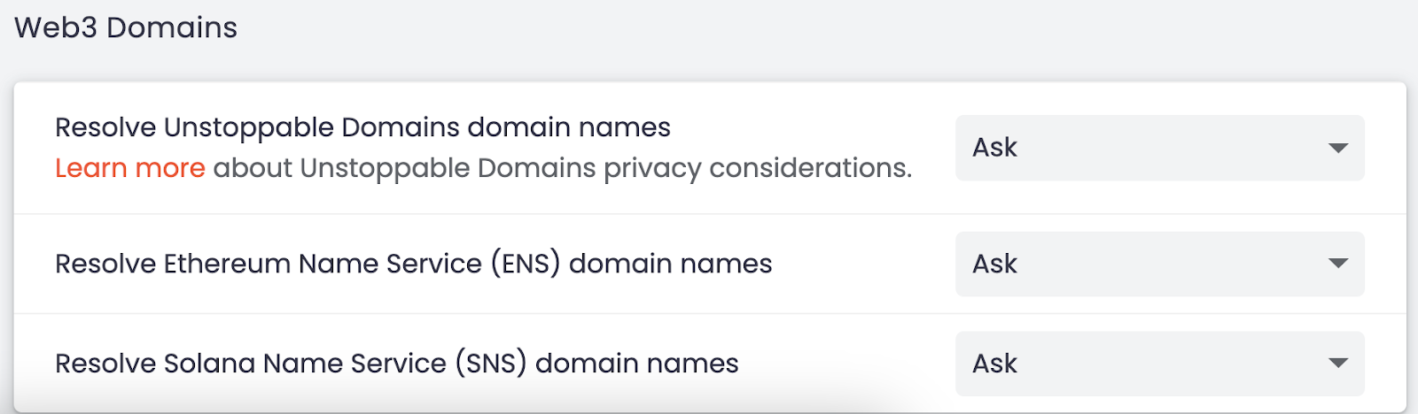 User is able to configure their preferences from within brave://settings/extensions
