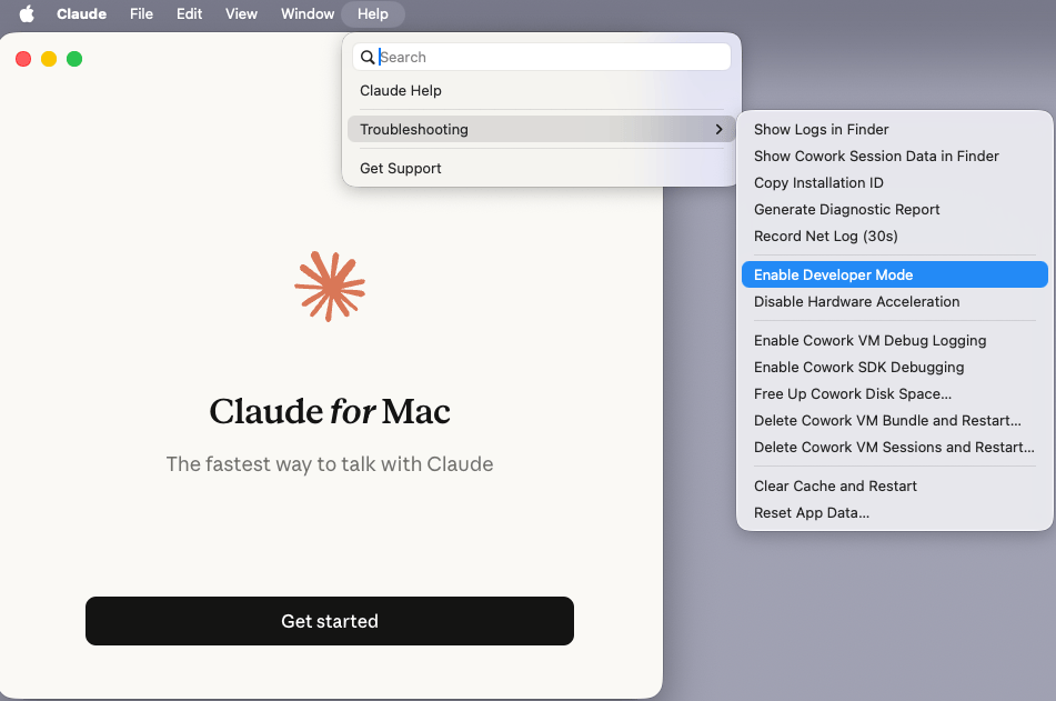 Screenshot of the Claude desktop Developer Mode