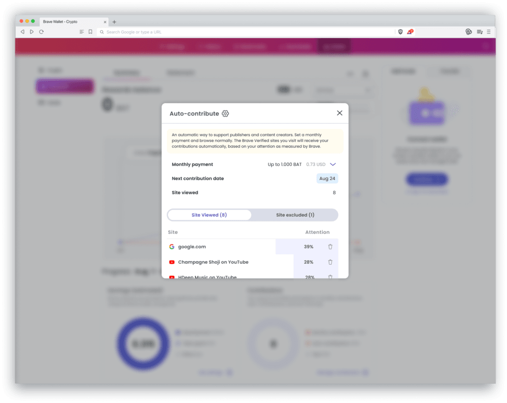 Rewards Settings in Wallet