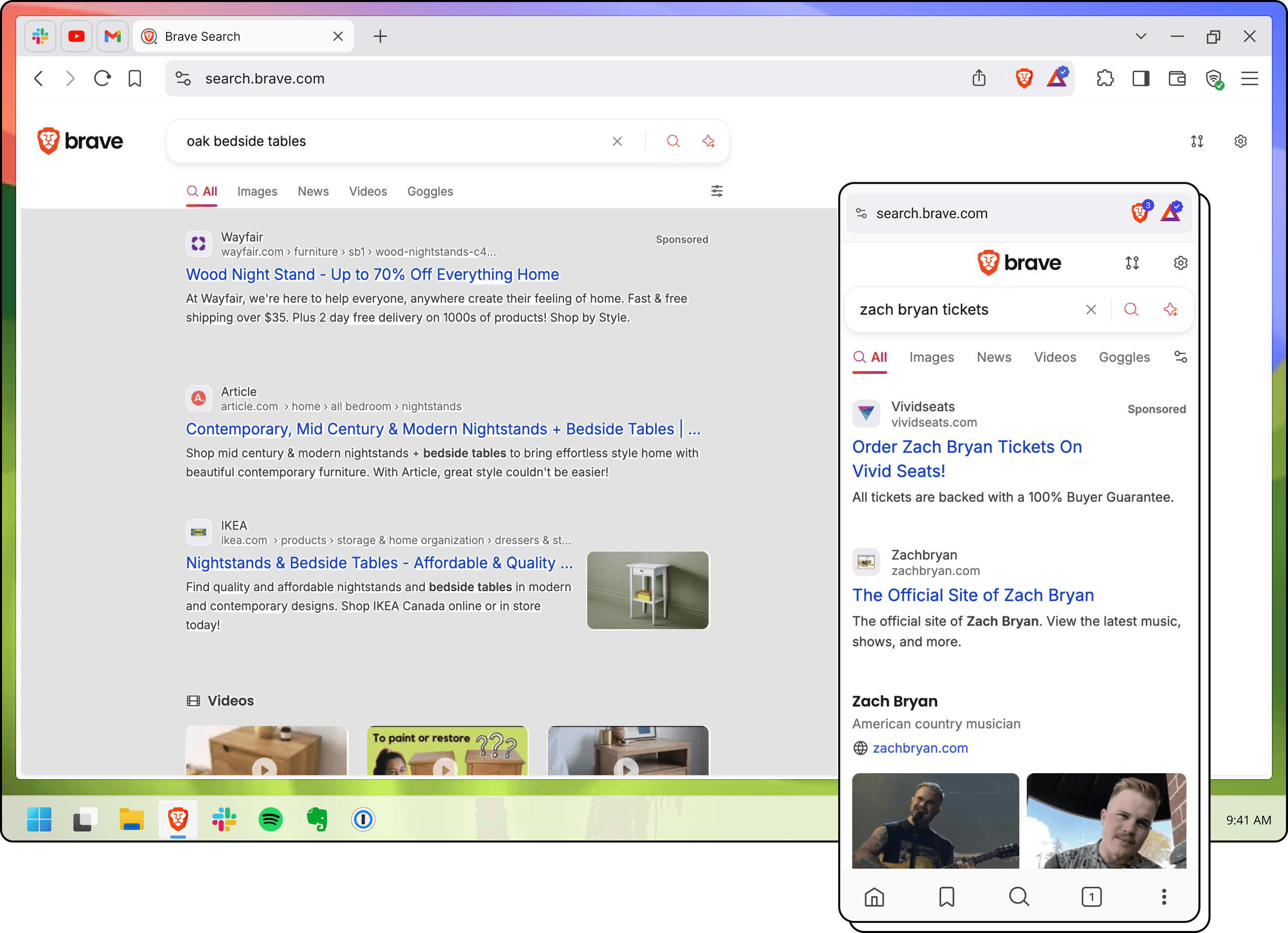 Brave Search results page