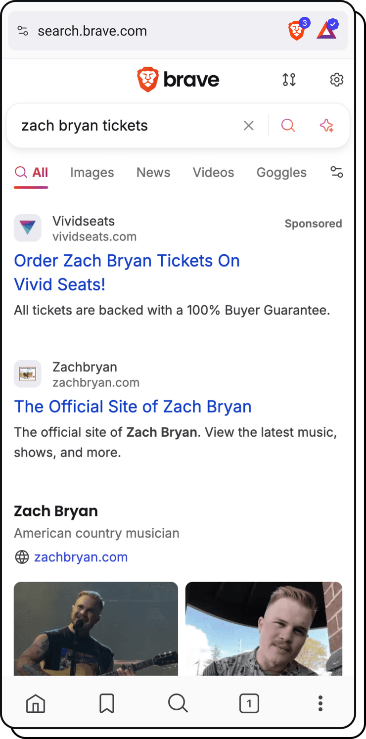 Brave Search results page