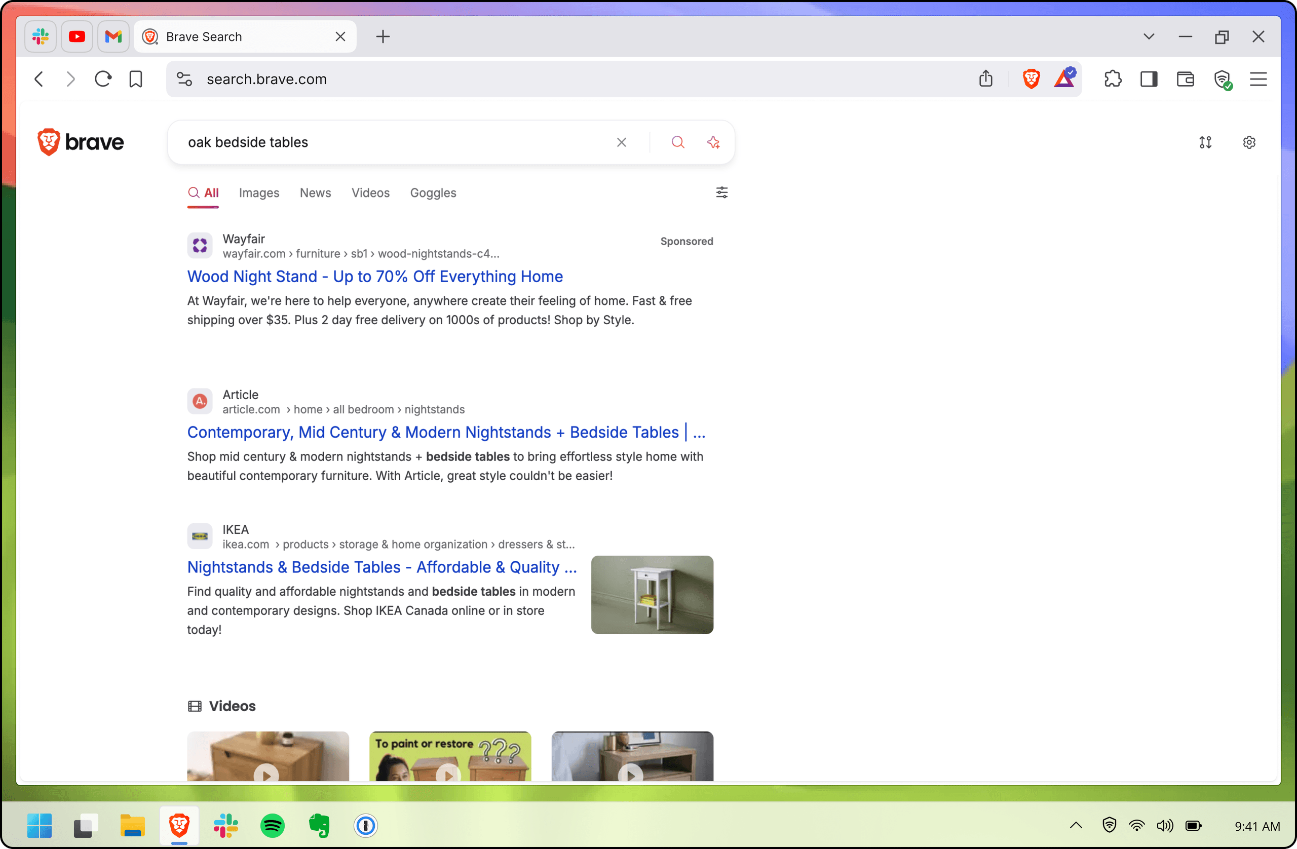Brave Search results page