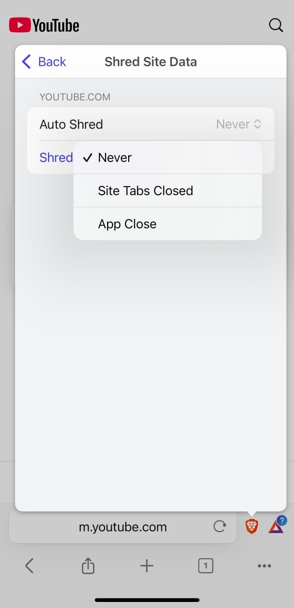 アプリ終了時にShredする設定