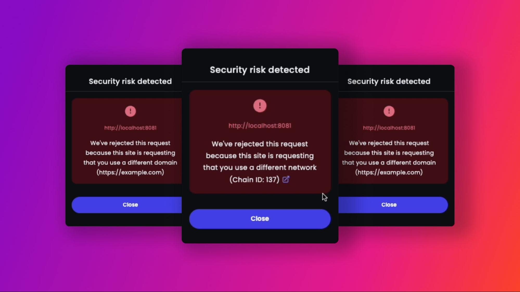 A 'Security risk detected' prompt is displayed