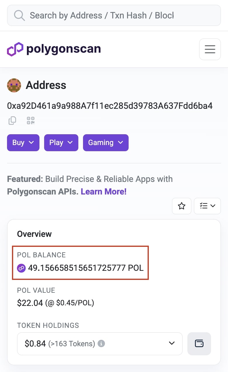 Real-time EVM address balances