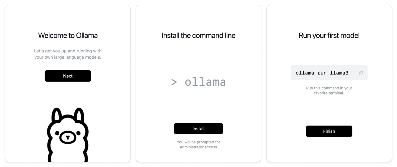 A screenshot of installation instructions from ollama.com
