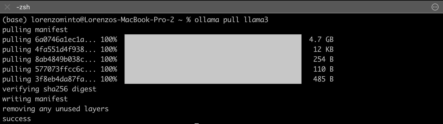 Ollama running in a local terminal
