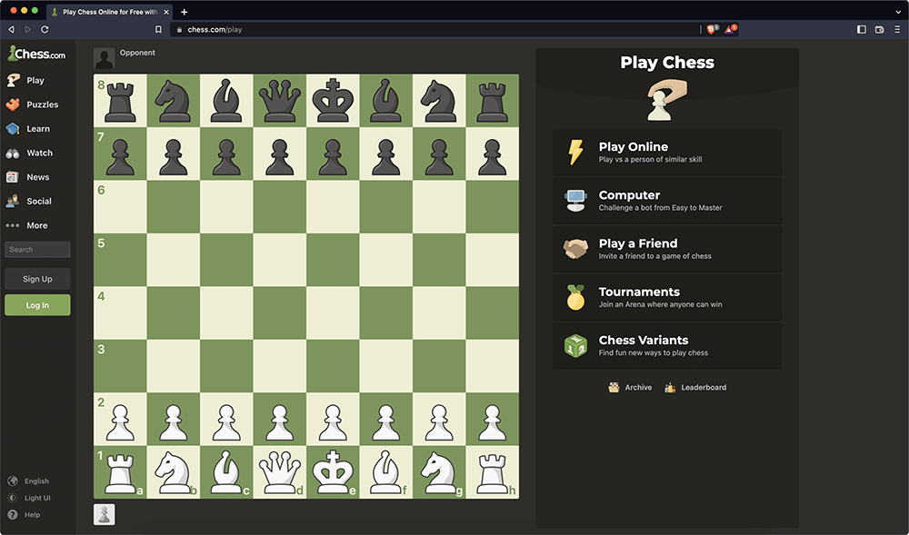 Chess.com in Brave
