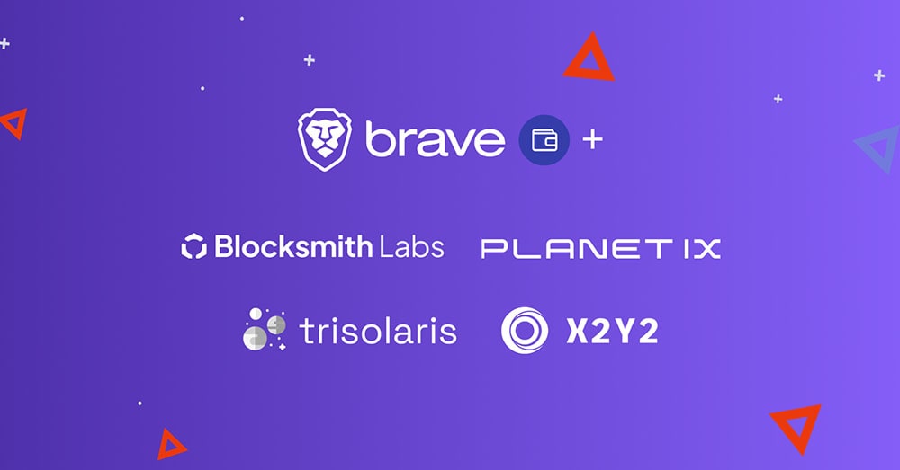 Brave’s native crypto wallet now features integrations from Blocksmith Labs, Planet IX, Trisolaris, and X2YX.