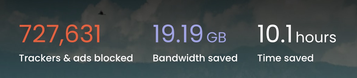 Brave Browser new tab page ad block stats