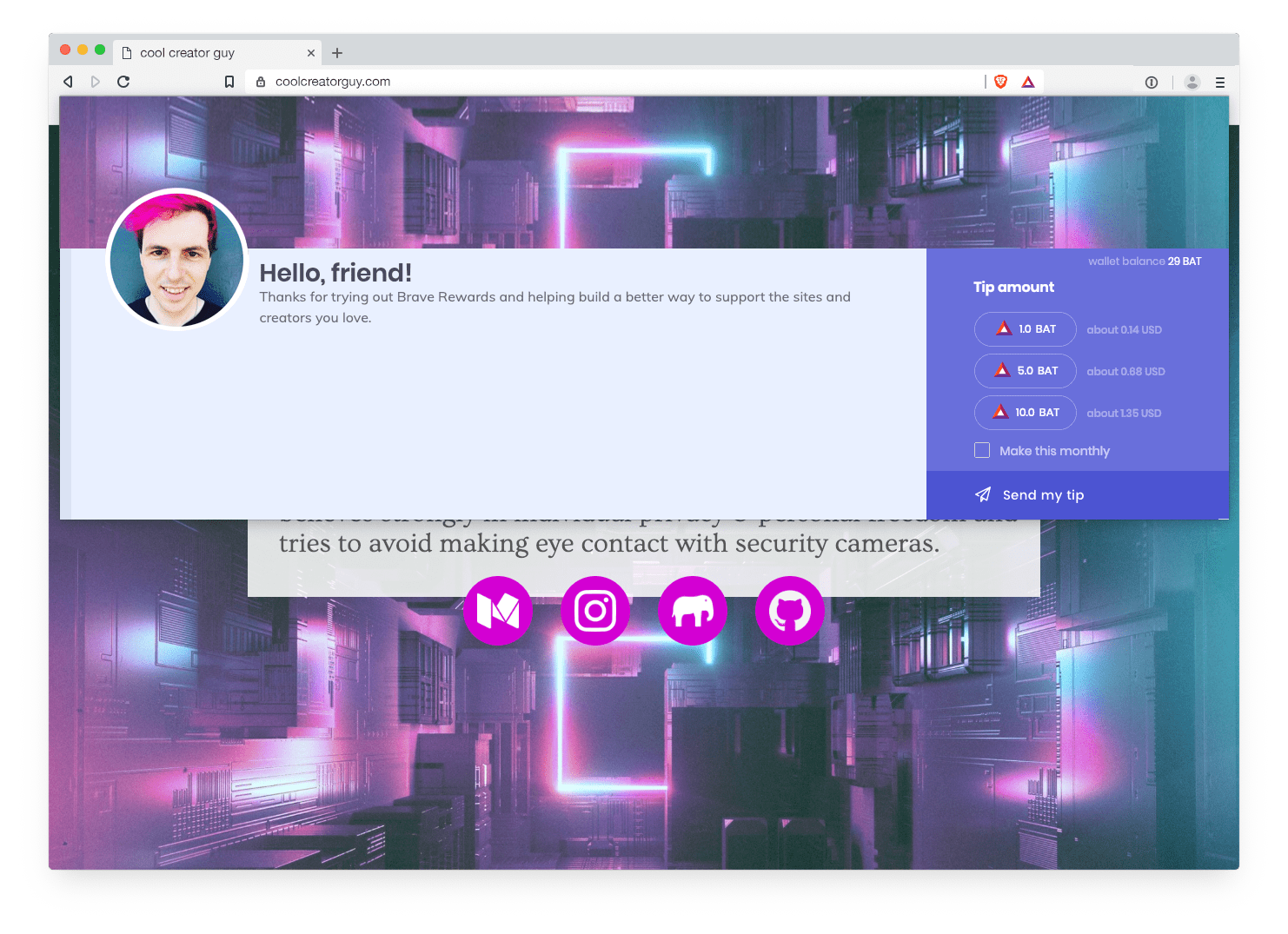 New BAT Tipping Banner for Brave Creators, Available with Today’s