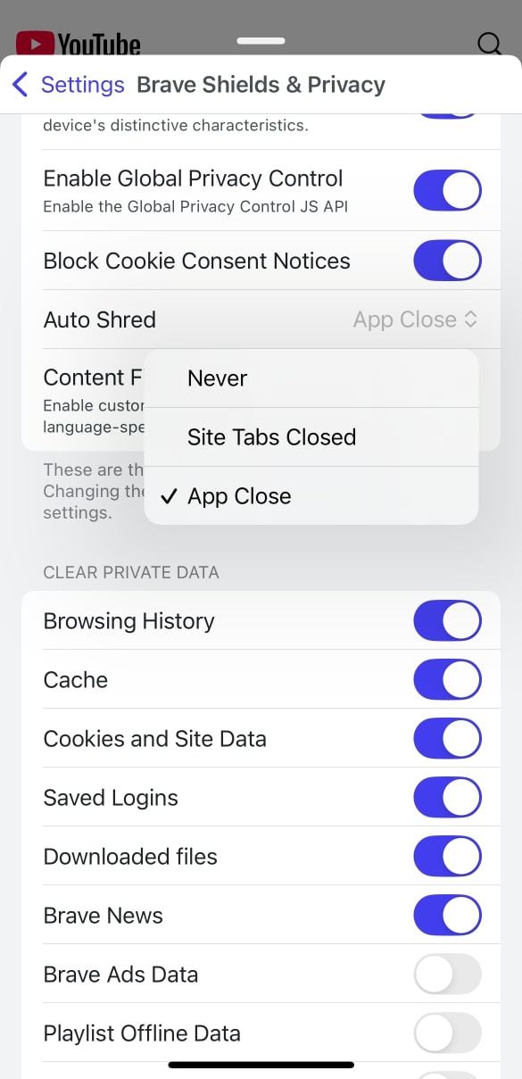 Configuring Shred globally