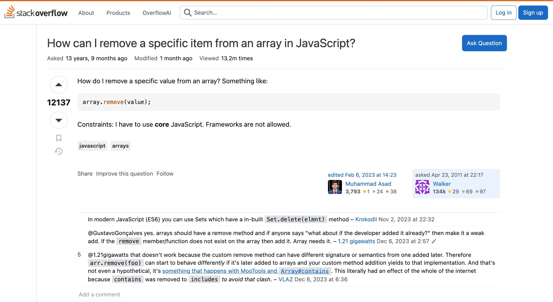 変更後:カスタム・スクリプトレットによりサイドバーを除去し、整理されたstackoverflow.com