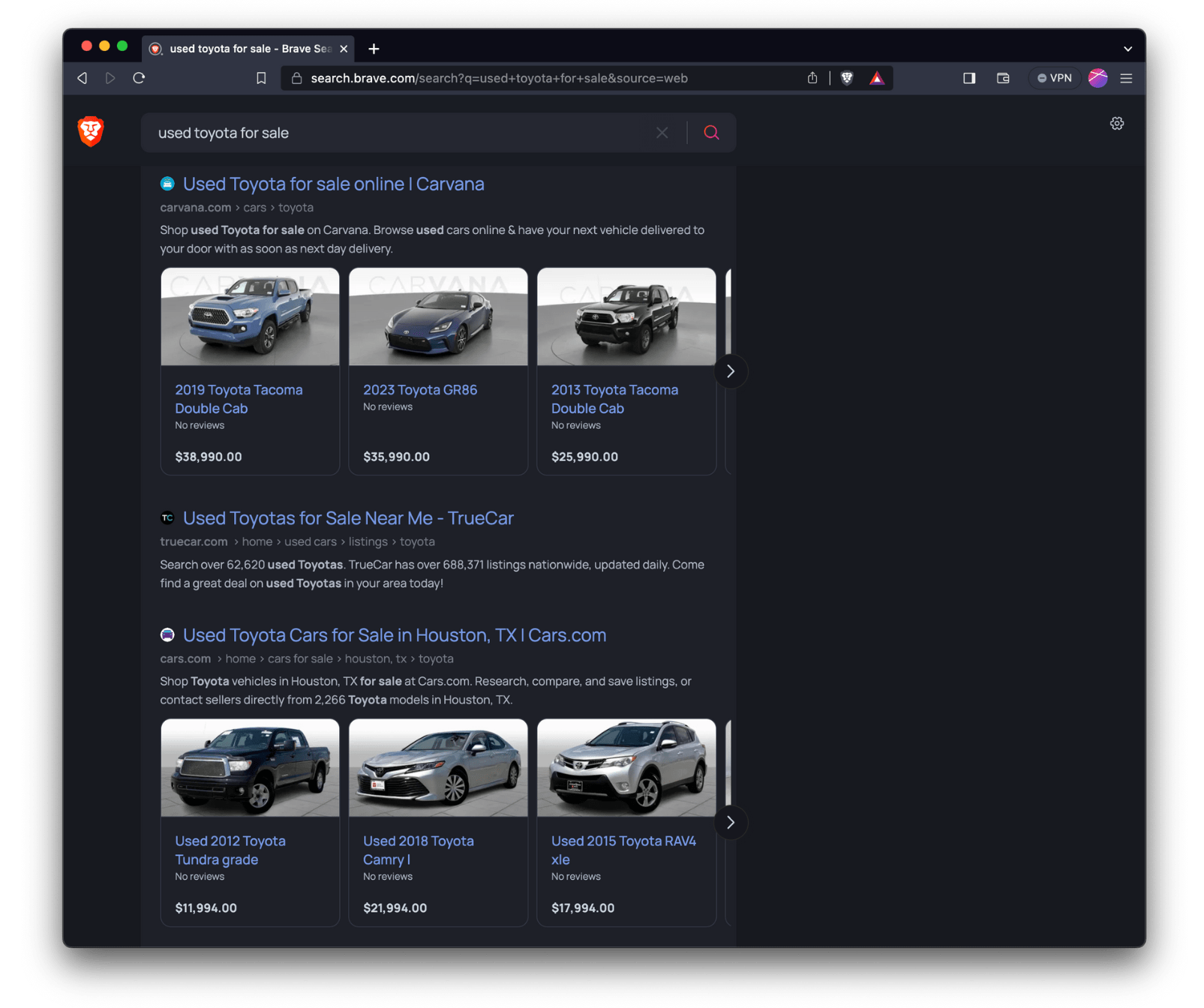 Brave Search product cluster