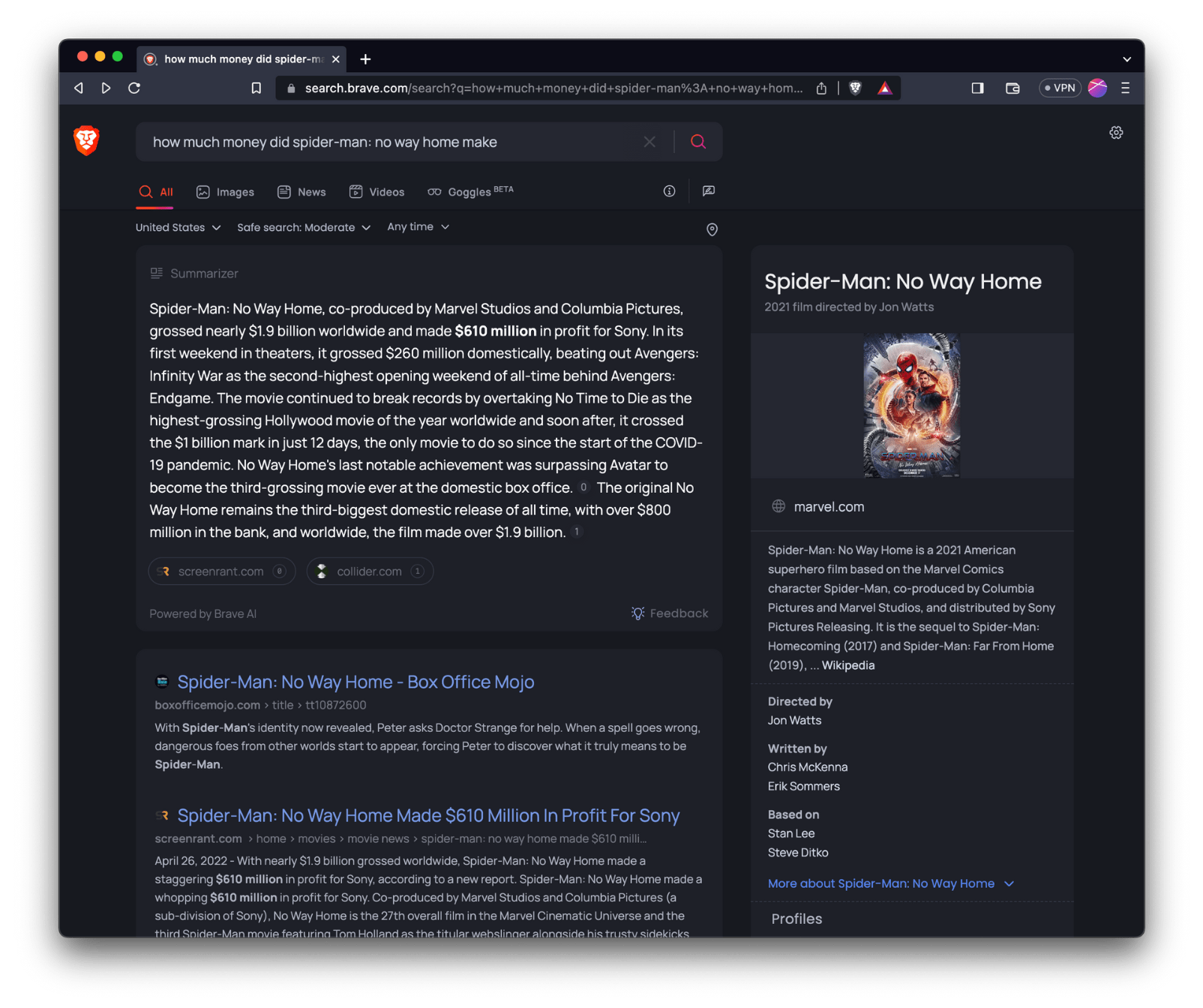Brave Search AI Summarizer