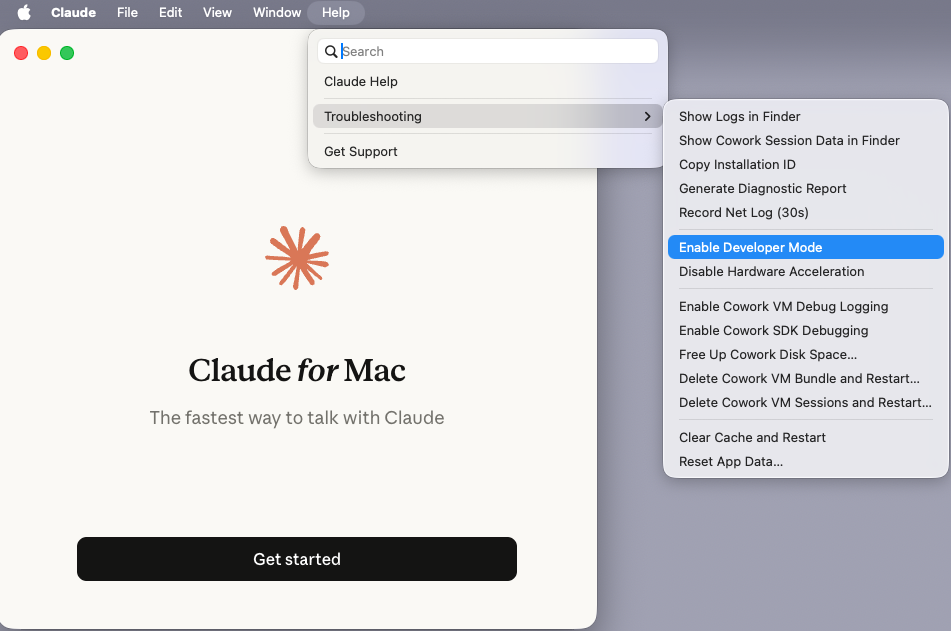 Screenshot of the Claude desktop Developer Mode