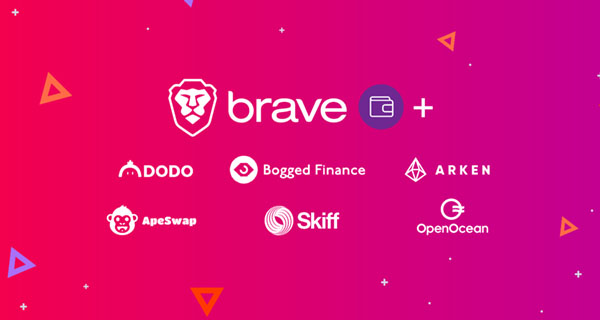 Braveのネイティブクリプトウォレットに、ApeSwap、Arken、Bogged、DODO、Open Ocean、Skiffが統合されます
