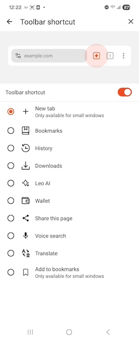Create custom toolbar shortcuts