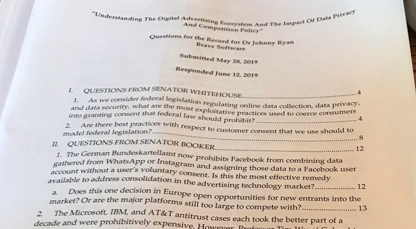 Brave answers US Senators questions on privacy and antitrust